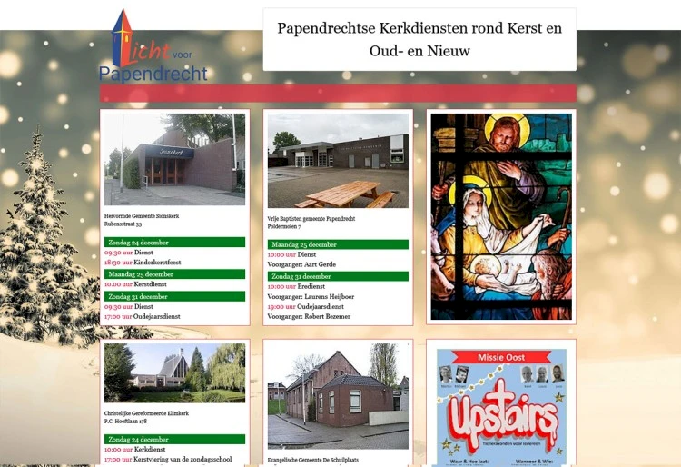 Kerkdiensten tijdens Kerst en Oud & Nieuw